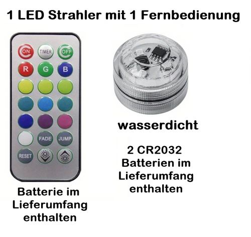 1 Stück LED Strahler RGB wasserdicht mit Fernbedienung